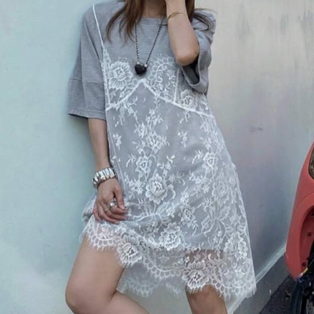 Lace Short Sleeve Dress